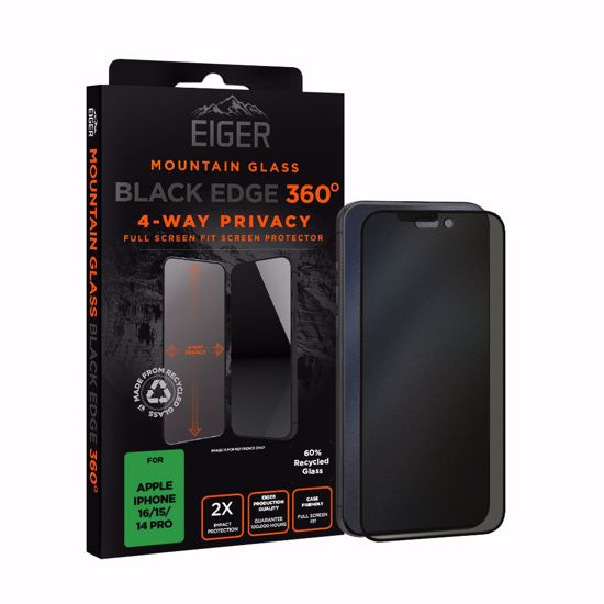 Picture of Eiger Eiger Mountain Black Privacy EDGE 360 Screen Protector for iPhone 16/15/14 Pro